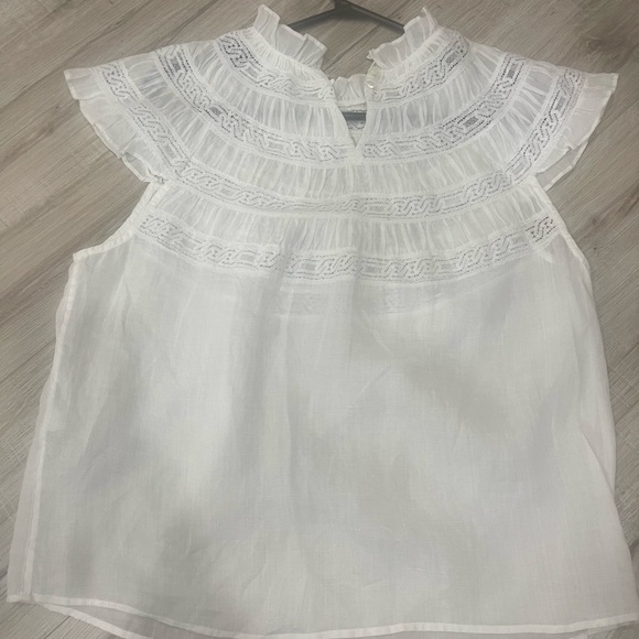 FRAME
Lace-Inset Short-Sleeve Blouse-M - Picture 5 of 9